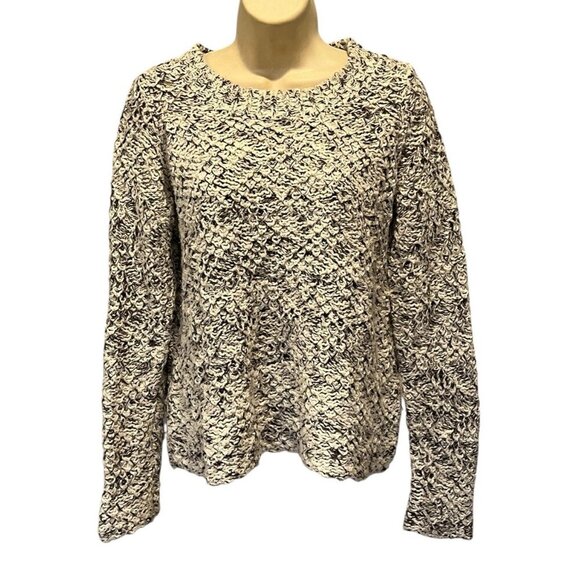 Eileen Fisher 100% Organic Cotton Gray White Marled Boxy Top Sweater -Peru - Picture 3 of 10